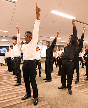 The Young Men of Vision and Gentlemen of Vision performed for the crowd at the BJC Learning Institute. | Photo by Tim Mudrovic