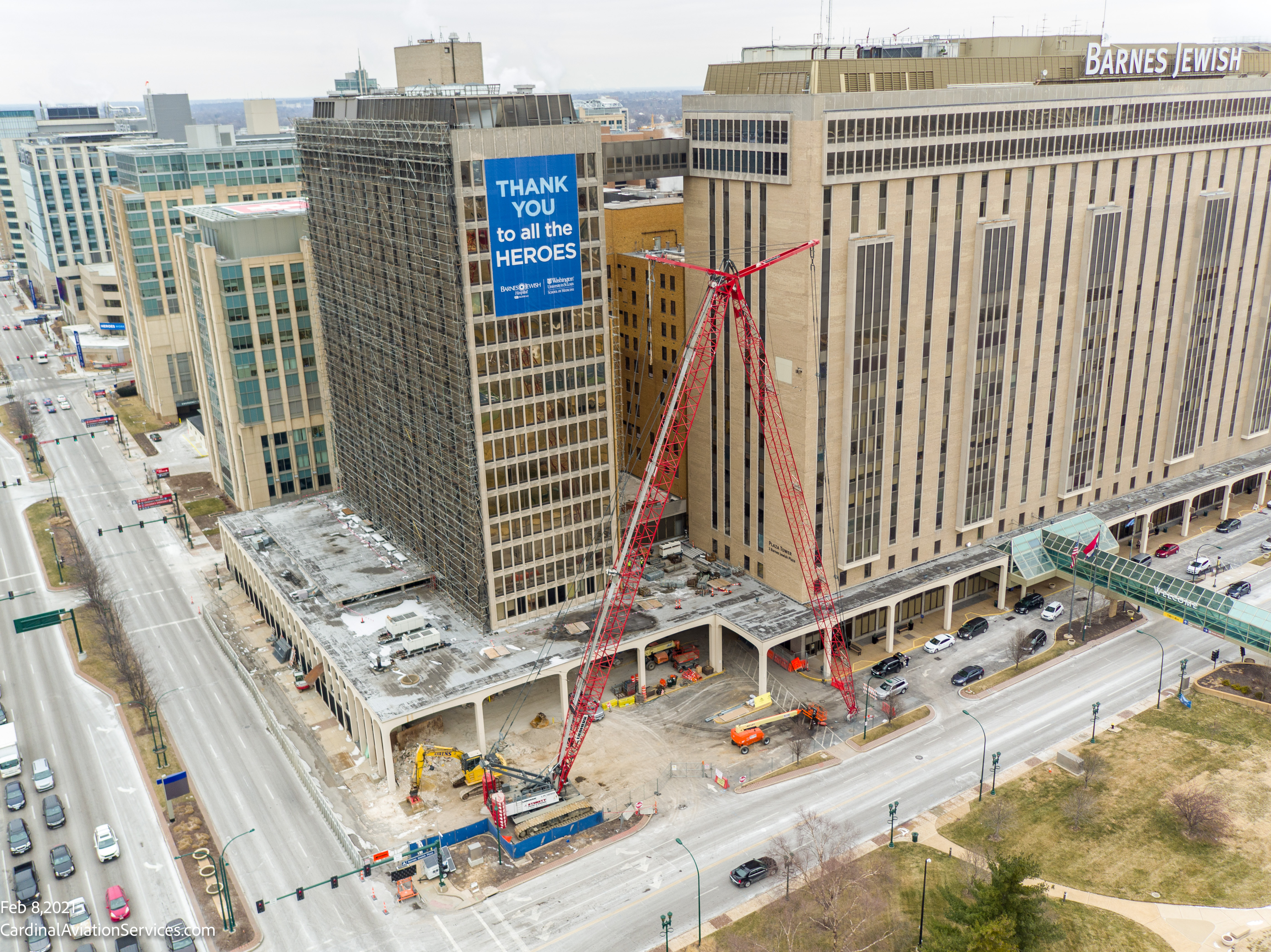 The 18-story Queeny Tower at the corner of Kingshighway and Barnes-Jewish Plaza will be a memory by the end of September 2021