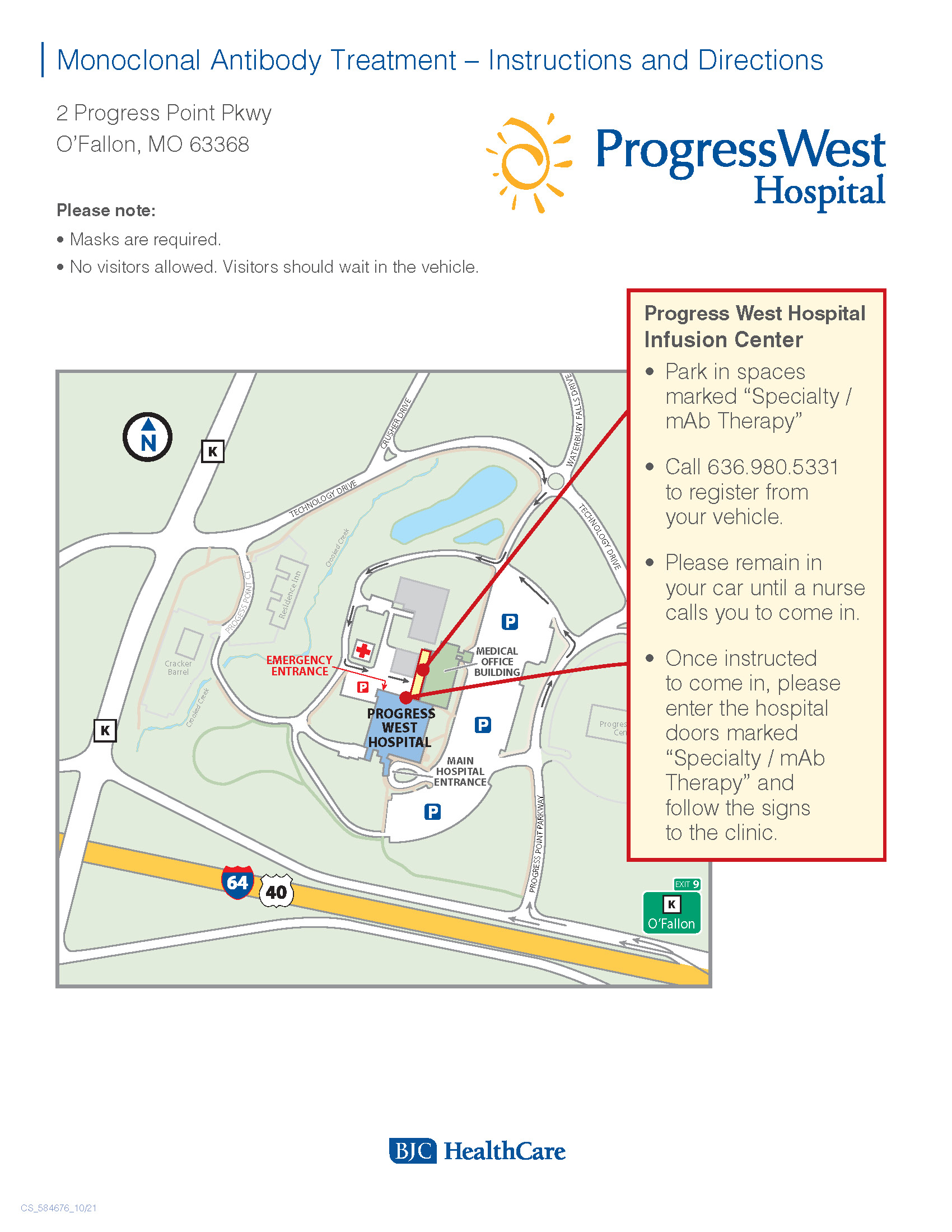 Progress West Hospital parking instructions