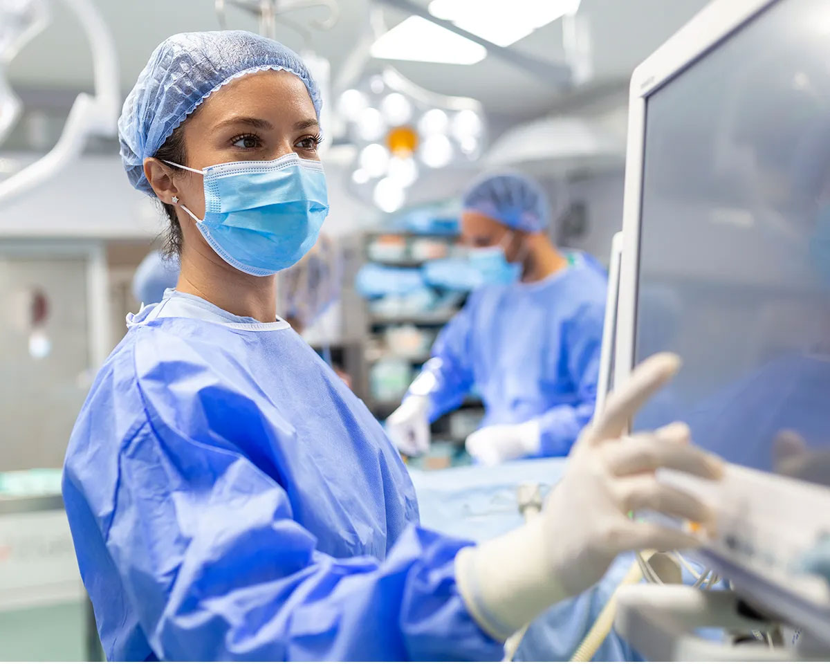 Doctor looking at a monitor