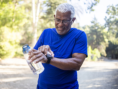 Elderly man working out