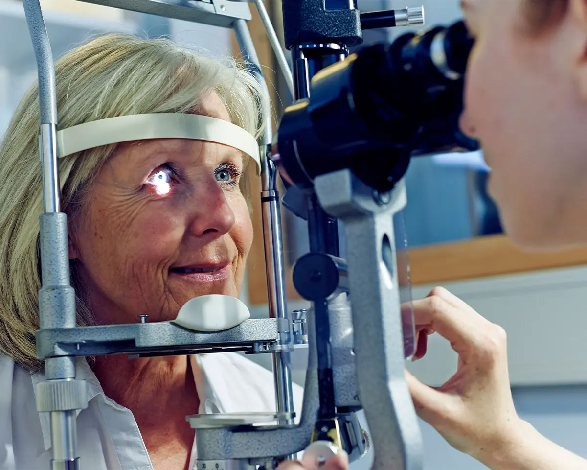 Woman getting an eye exam