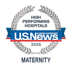 image of an award for 2025 for high performing hospitals for maternity