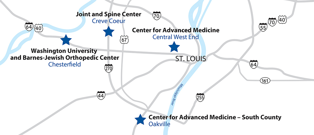 Map image showing the Spine Health locations