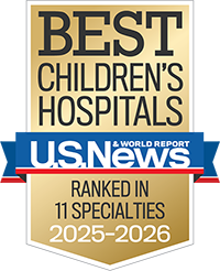 U.S. News Best Children's Hospitals - Ranked in 11 Specialties - 2025-2026 badge