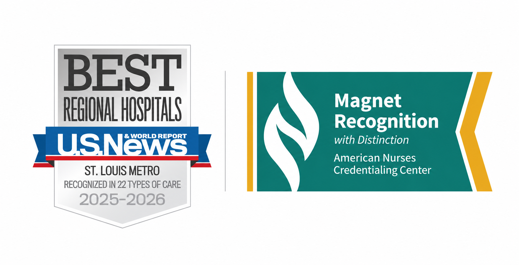 U.S. news best regional hospital and magnet recognition logo