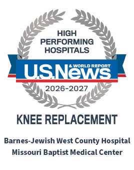 US News & World Report 2026-2027 High Performing Hospitals silver emblem for knee replacement 