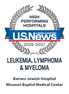 US News & World Report 2026-2027 Leukemia, Lymphoma & Myeloma silver emblem for Barnes Jewish hospitals 