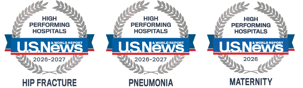US World News & Report 2026-2027 Hip Fracture, Pneumonia and Maternity silver emblems 