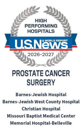 US News & World Report 2026-2027 Prostate Cancer Surgery silver emblem for Barnes Jewish Hospitals 