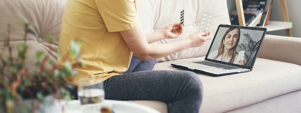 person talking with doctor virtually