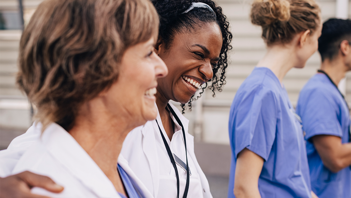 People in the medical field smiling