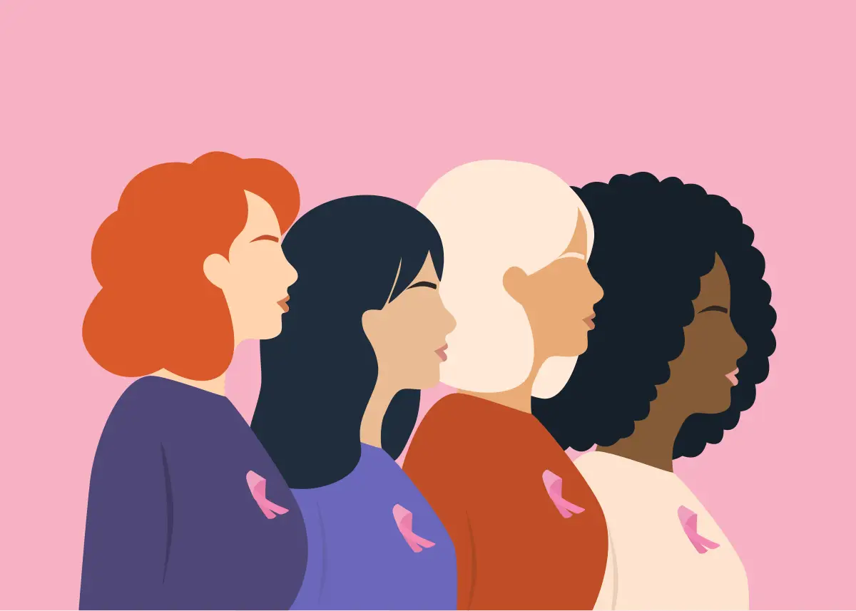Illustration image of four women standing next to each other