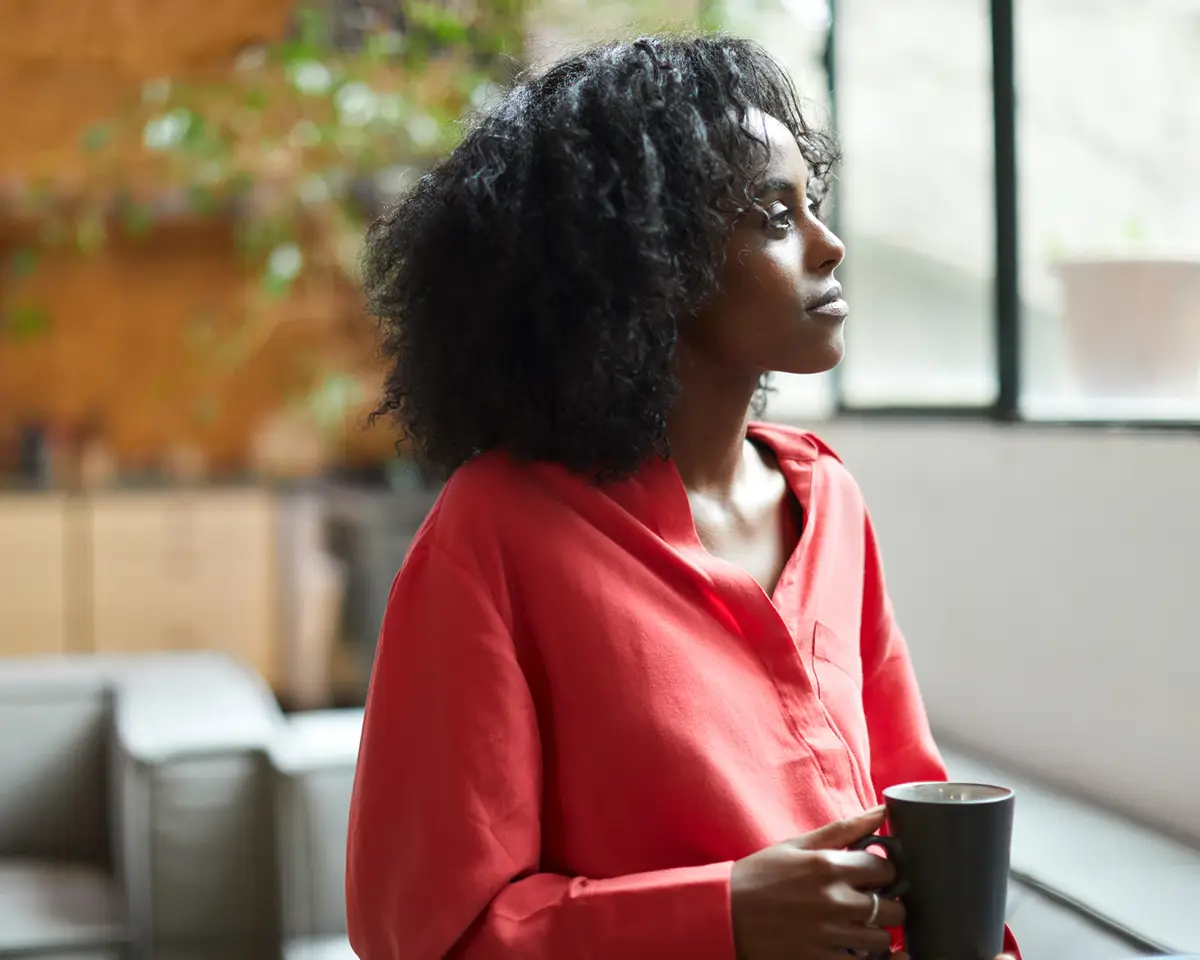 Woman drinking coffee