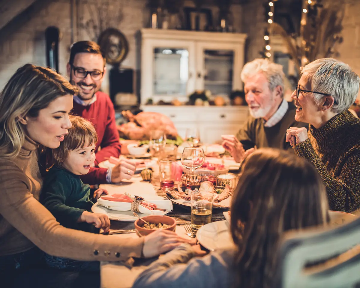 Family having dinner together