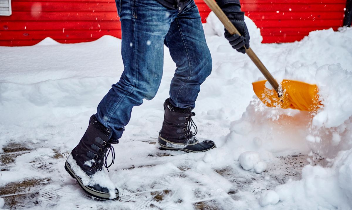 A person shoveling snow