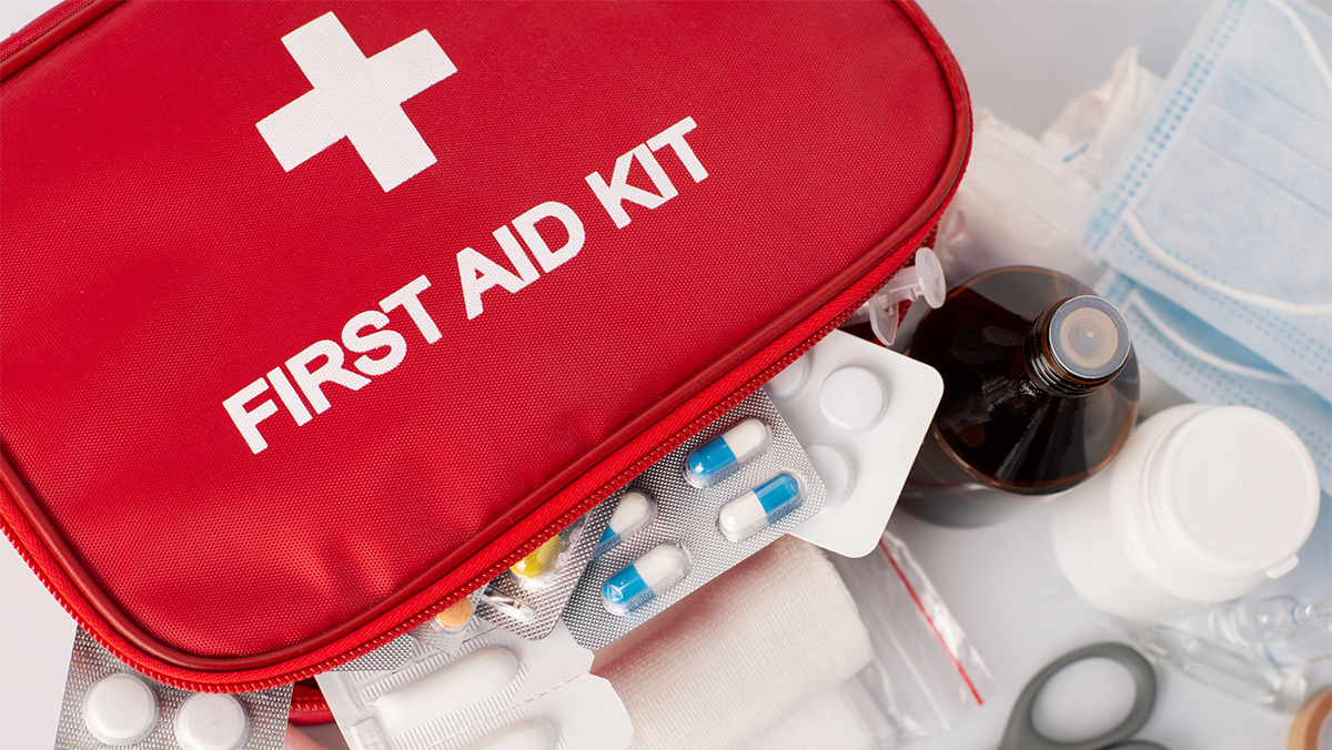 First aid kit with supplies