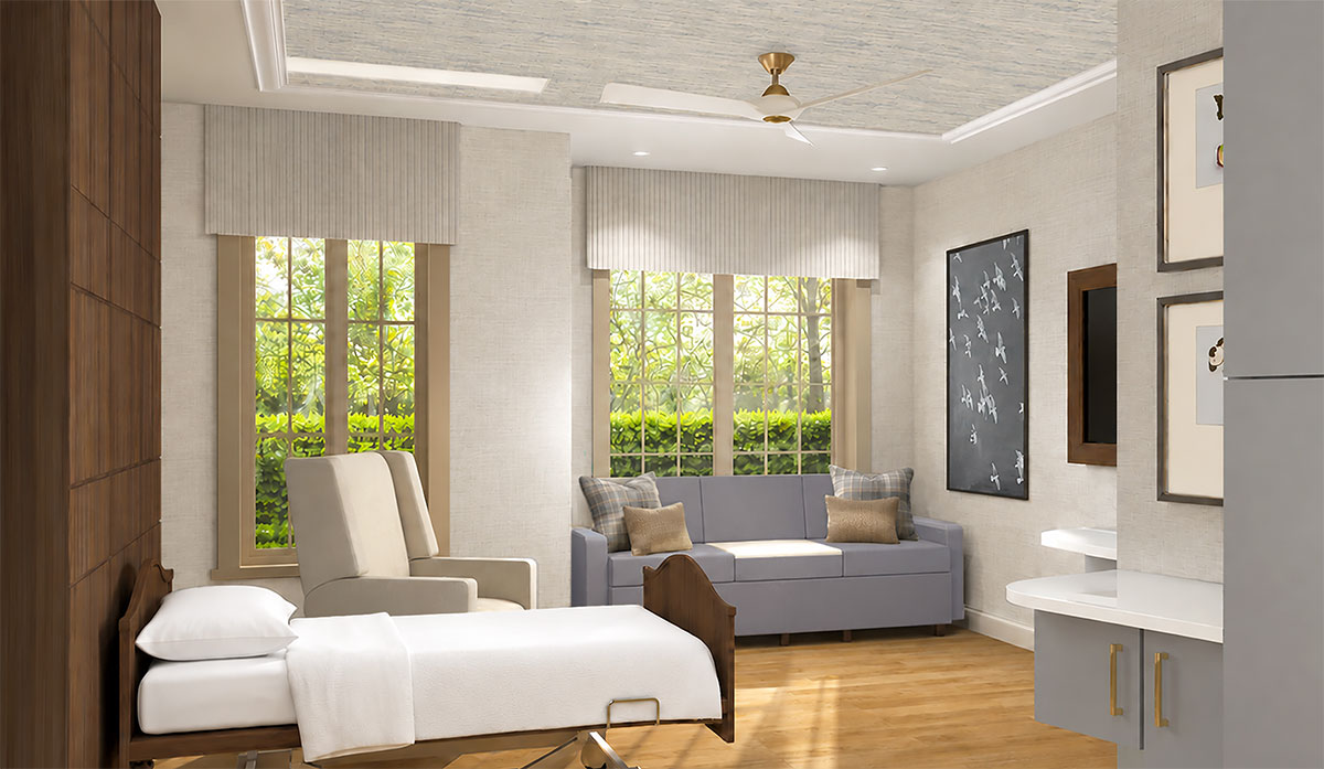 View of a room at Evelyn’s House at Barnes-Jewish Hospital