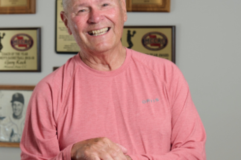 Gary Koch portrait holding a basketball
