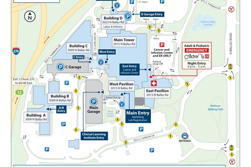 Map layout of Missouri Baptist Medical Center