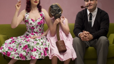 man woman with in between them
